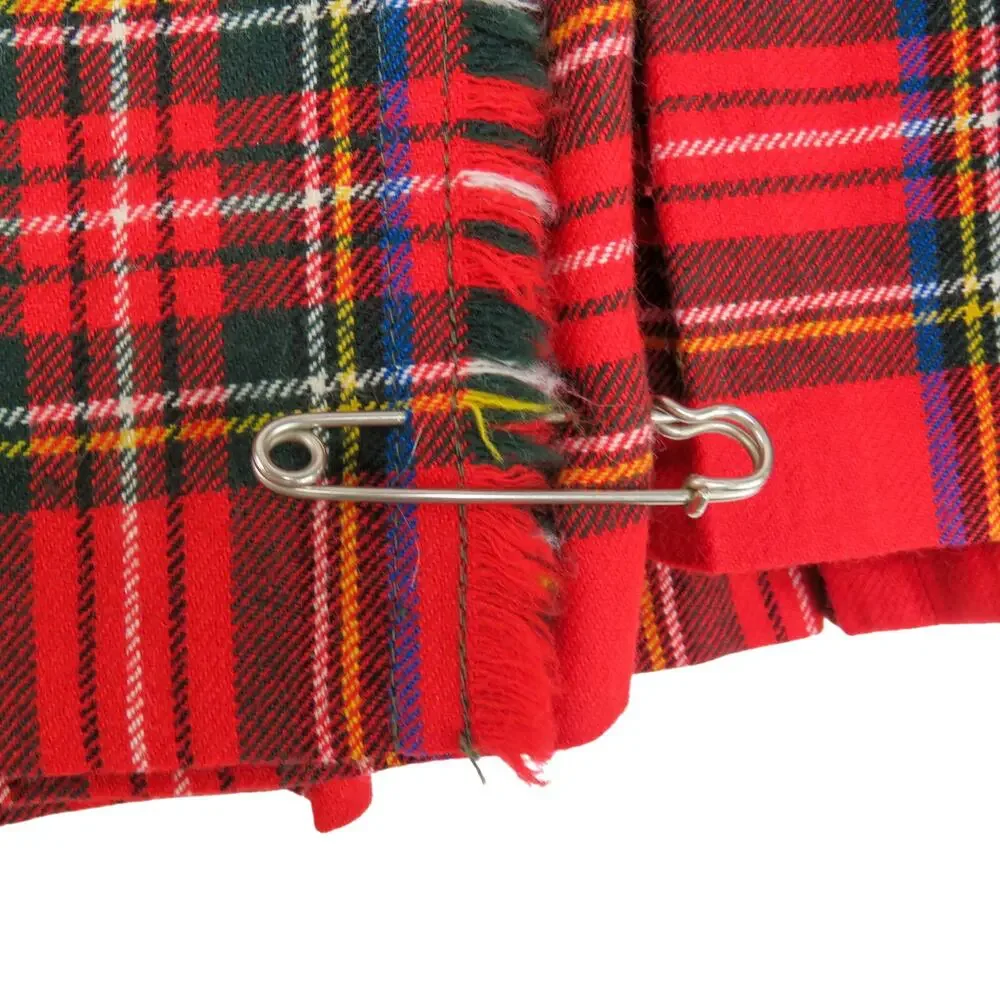 1950s Banner Union Made Vintage Red Plaid Pleated Skirt Waist XS 23